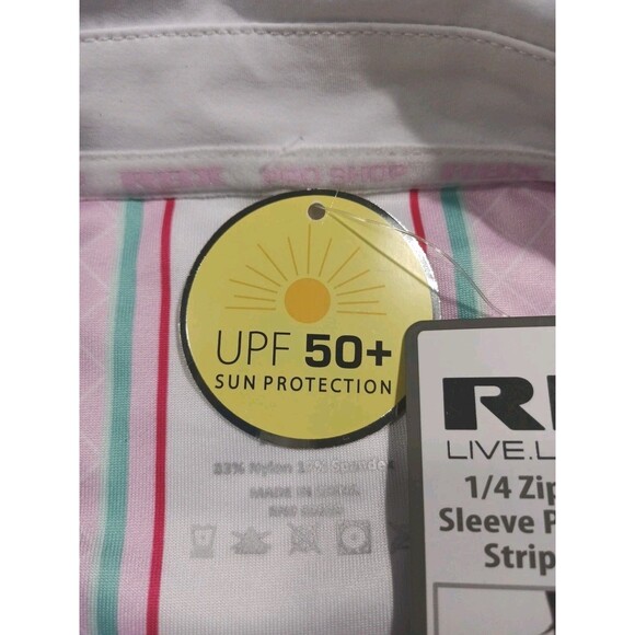 RBX Women's 1/4 Zip Short Sleeve Polo W/ Printed Stripe At Sleeves XL White NWT - Picture 7 of 11